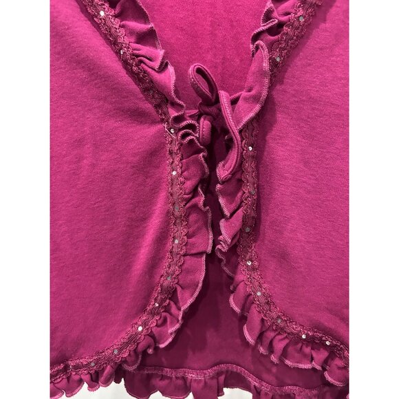 Brandl Tracht XL Magenta Ruffled Cotton Cardigan Shrug Sweater - Picture 4 of 8